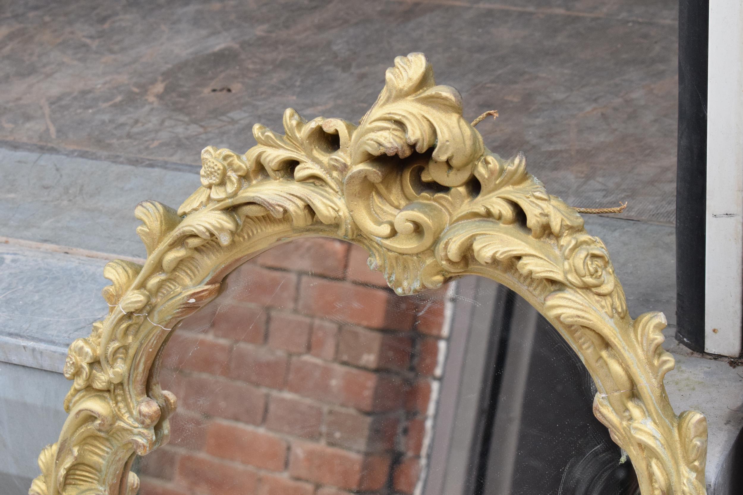 A mid 20th century gilt-style plaster mirror, 67cm tall. In good functional condition with some - Image 3 of 7