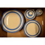 A collection of vintage T G Green Cornish Blue kitchen ware to include 5 x 30cm dinner plates, 6 x