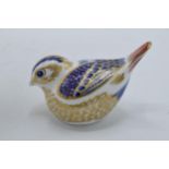 Royal Crown Derby paperweight Goldcrest, first quality with gold stopper. In good condition with