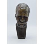Carved African hardstone bust of a gentleman's head, 21.5cm tall.