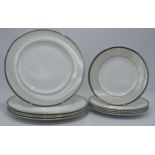 Wedgwood Lustreware Oyster: 5 x 27cm dinner plates together with 5 x 20.5cm diameter side plates (