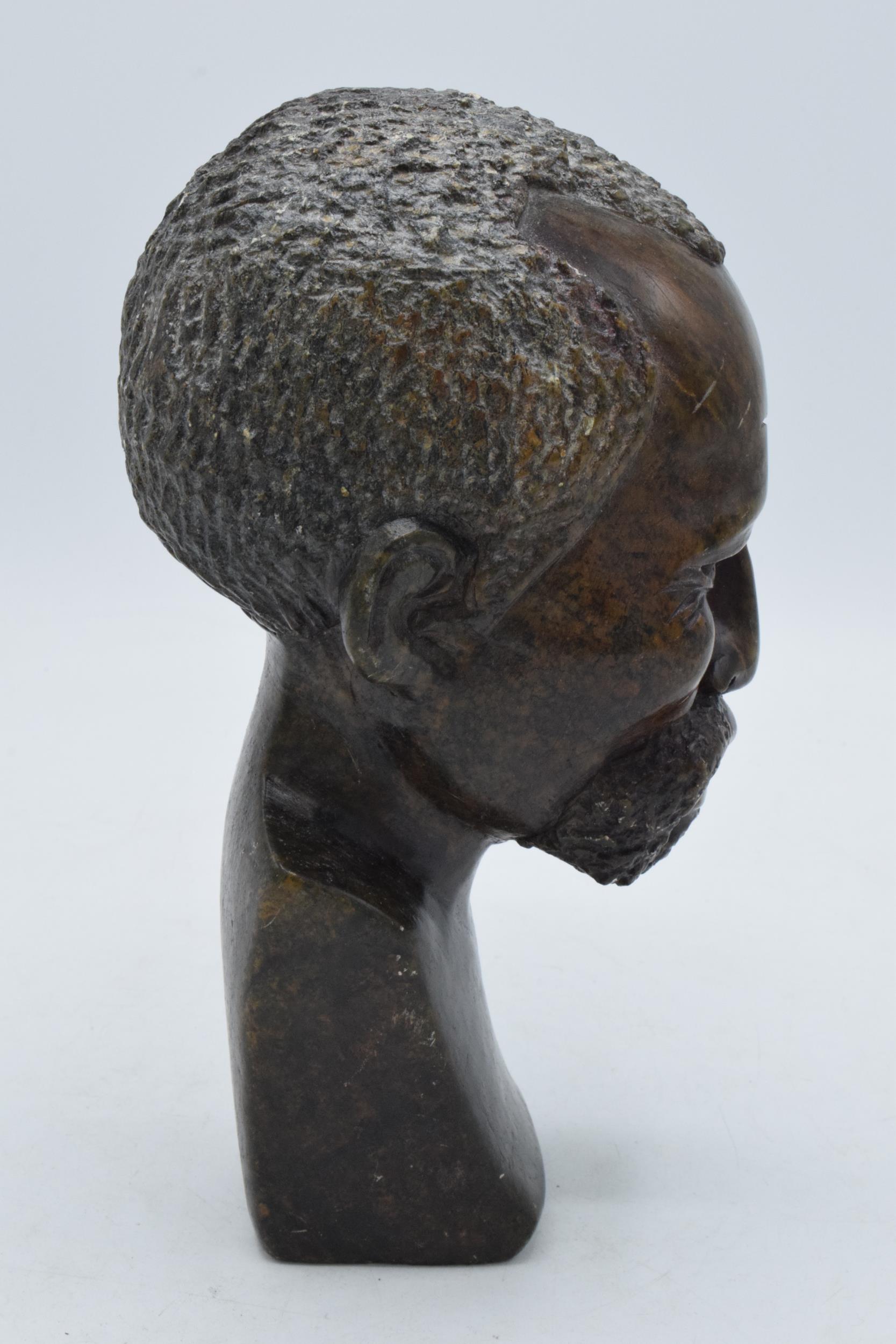 Carved African hardstone bust of a gentleman's head, 21.5cm tall. - Image 4 of 5