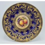 Royal Worcester cabinet plate decorated with a hand painted fruit scene signed 'S Weston', with rich