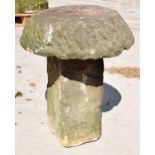 Antique Scottish sandstone Staddle Stone, 59cm tall, 48cm wide. In good condition with age-related