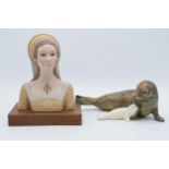 Goebel limited edition mounted bust of Lady Anne together with Goebel seal and puppy (2). In good