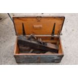 A vintage 20th century pine tool box to include block planes and contents (Qty). 62 x 32 x 27cm.