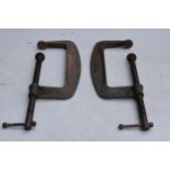 A pair of vintage cast Paramo No. 8 G clamps (2), approx 42cm long when pictured.
