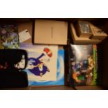 A collection of toys and games to include loose Lego, Kingdom Death and loose toys in cardboard