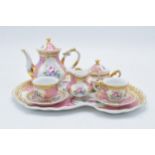 Regal Porcelain miniature tea for two set with pink floral decoration to consist of a teapot,