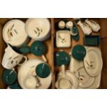 A large collection of Denby Stoneware Greenwheat tea and dinner ware to include bowls, plates, tea