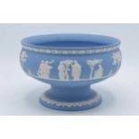 Wedgwood blue Jasperware footed pedestal bowl. In good condition with no obvious damage or