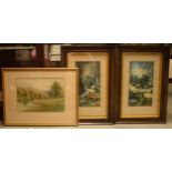 Local Interest: a pair of framed watercolours by E J B Evans of Spring Valley Trentham together with
