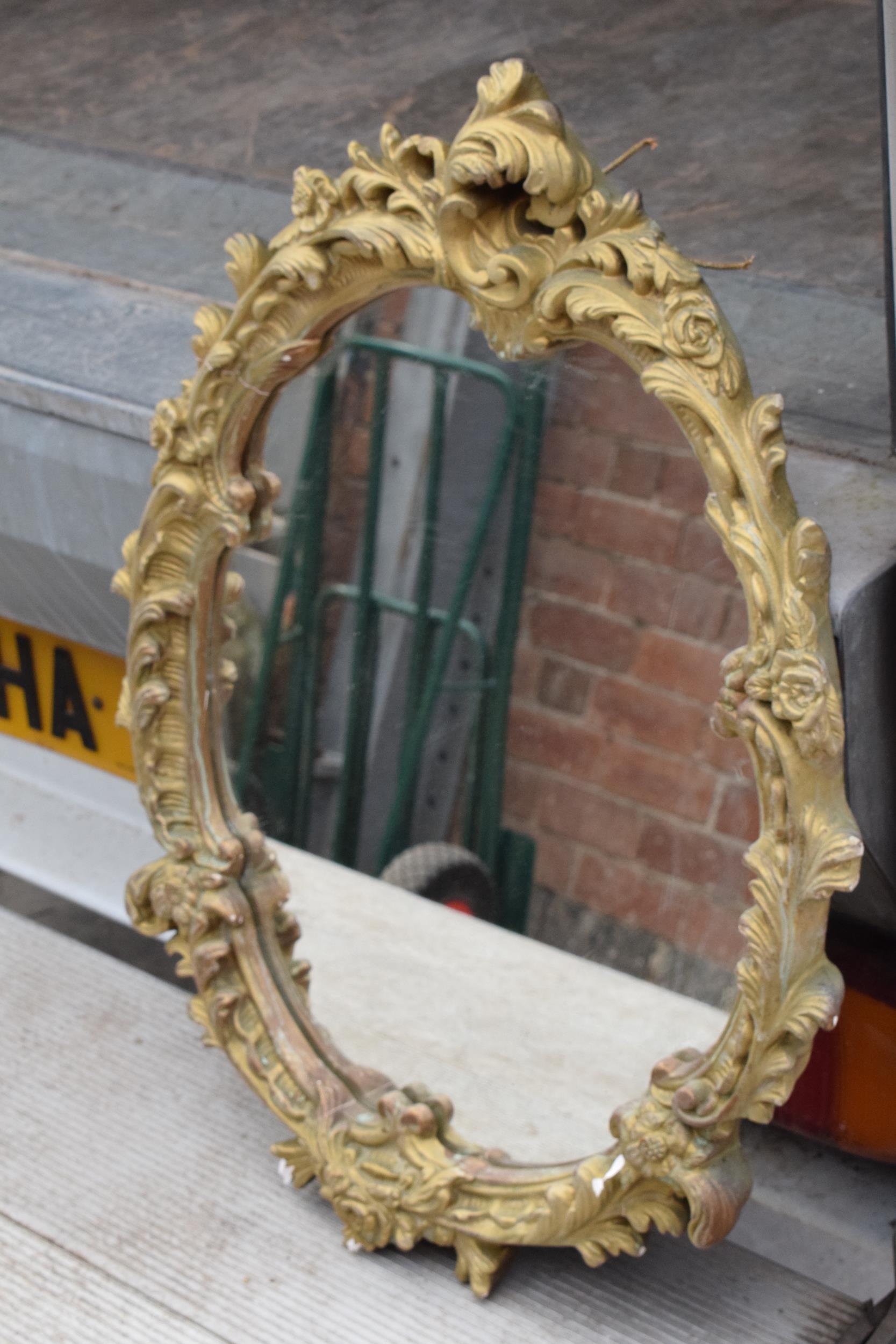 A mid 20th century gilt-style plaster mirror, 67cm tall. In good functional condition with some - Image 2 of 7