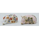 Two Royal Crown Derby Paperweights, Plumstead Piglet, one year limited edition commissioned by