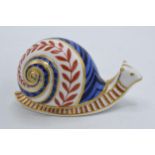 Royal Crown Derby paperweight Snail, first quality with ceramic stopper. In good condition with no