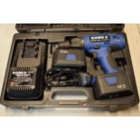 Cased Kobe model ABH battery powered drill complete with 2 batteries and a charger, in new