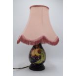 Moorcroft table lamp base (Shape 7/7) in the Queens Choice pattern by Emma Bossons, baluster form on