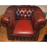 Vintage leather Chesterfield oxblood red leather club chair.