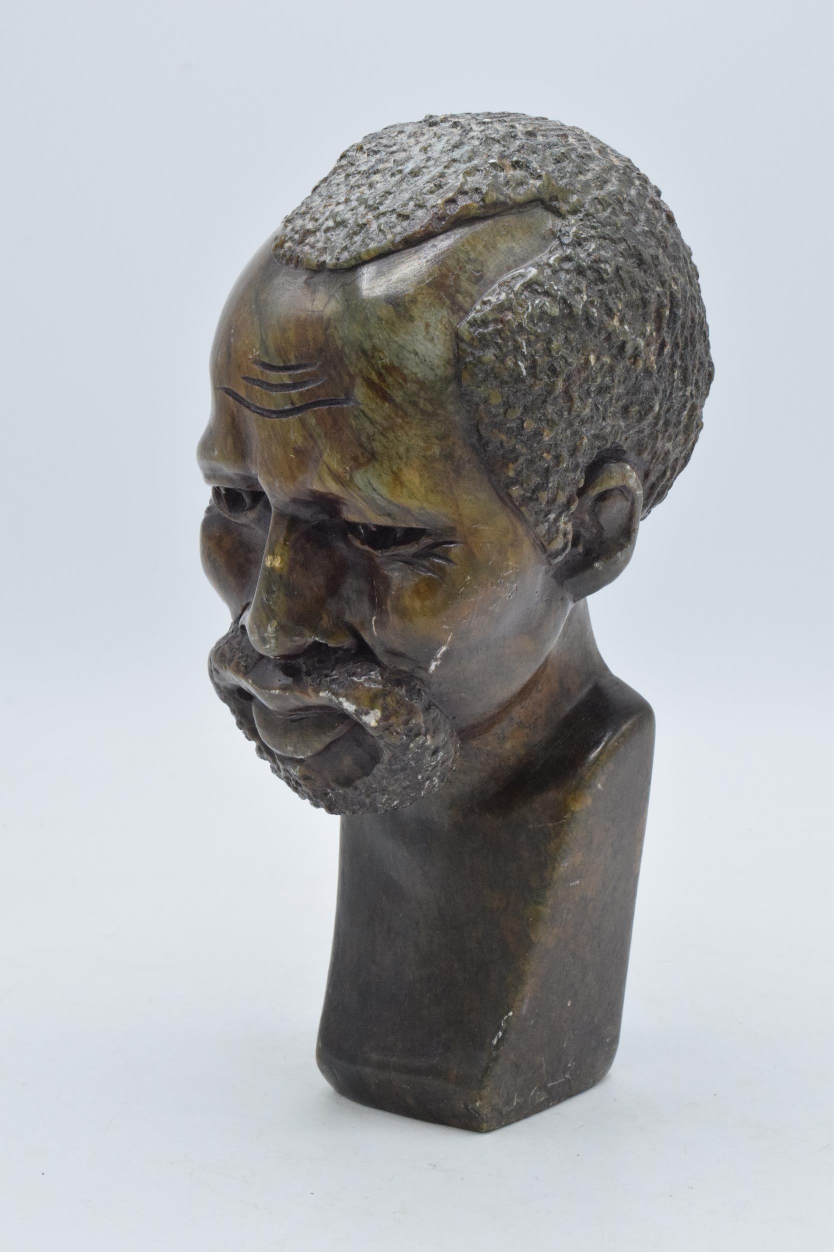 Carved African hardstone bust of a gentleman's head, 21.5cm tall. - Image 2 of 5