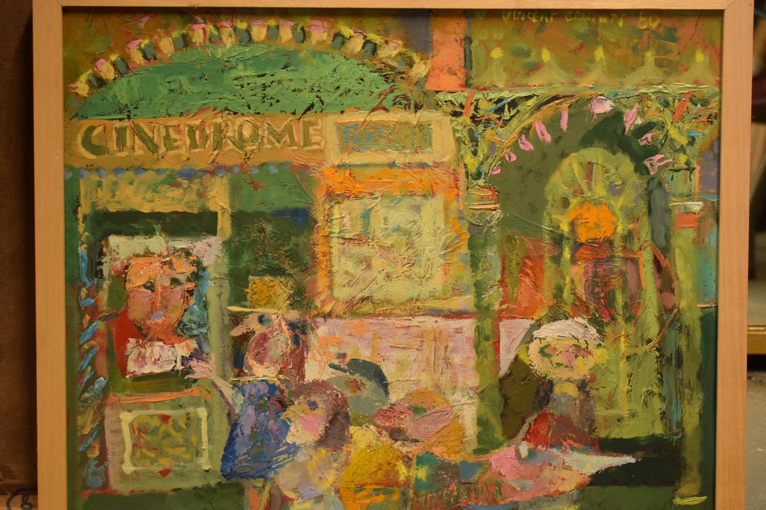 Vincent Bennett (Plymouth 1910-1993), oil on canvas panel, 'Box Office', 54cm x 44cm, framed. ARR - Image 2 of 4