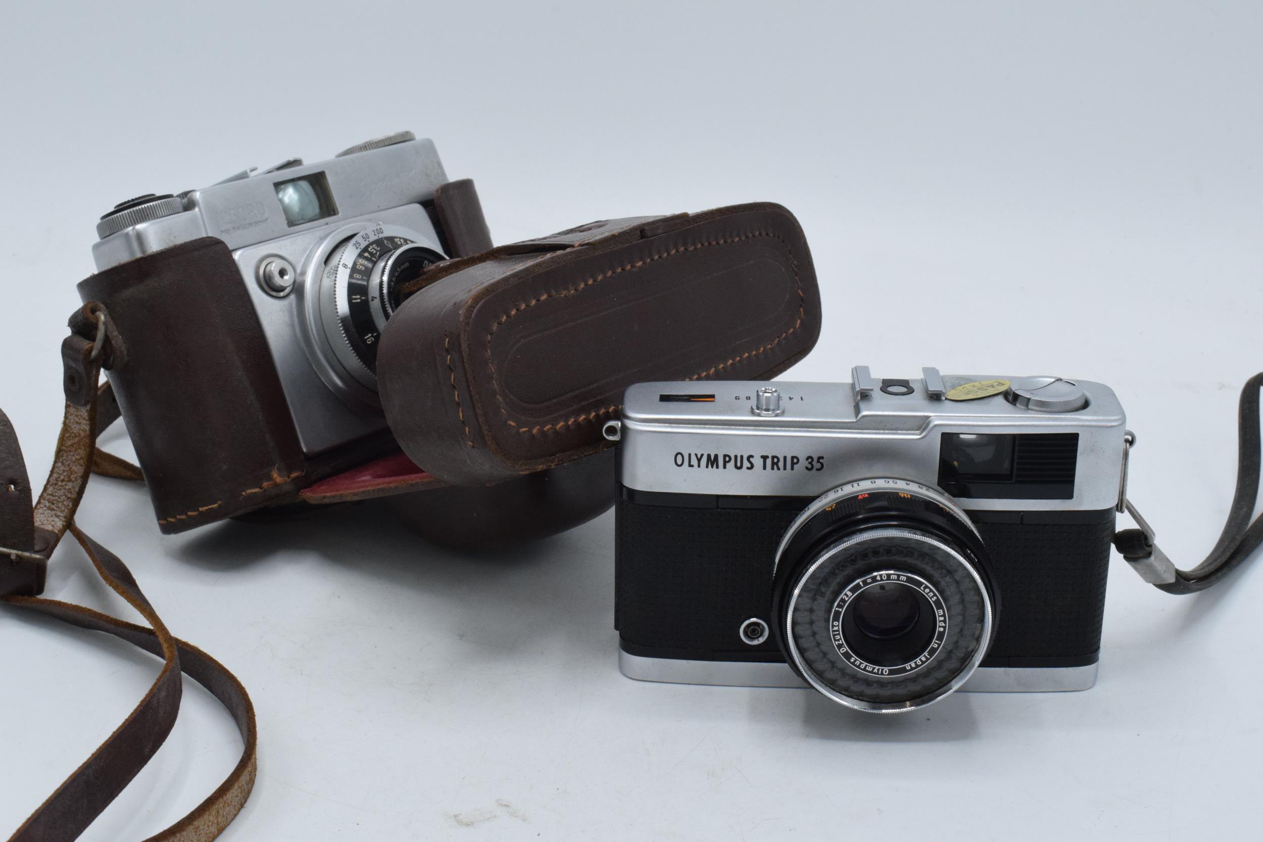 A pair of cameras to include Ilford Sportsman in a carry case together with Olympus Trip 35 in