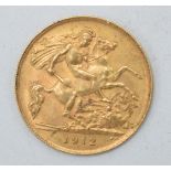 George V 22ct Gold Half Sovereign dated 1912.