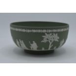 Wedgwood sage green Jasperware bowl. In good condition with no obvious damage or restoration. Some