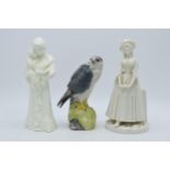 Royal Doulton Whyte and Mackay whisky decanter together with white Royal Worcester figures to