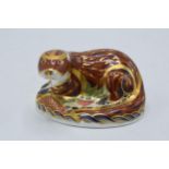 Boxed Royal Crown Derby paperweight, Otter, a gold signature edition commissioned by The Guild of