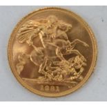 Queen Elizabeth II 22ct gold full sovereign 1981.