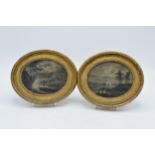 A pair of late 19th century J Ewbank (or after) oval framed artwork of lakeside scenes (2). 19cm