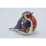 Royal Crown Derby paperweight, Robin, date mark for 1994, gold stopper and red Royal Crown Derby