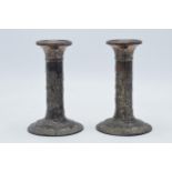 Early 20th century Japanese candlesticks, 14cm tall, marks to base (2).