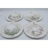 Royal Doulton Wind in the Willows plates to include Badger's House, Preparations for the Boating