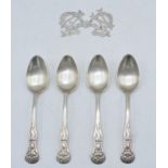 A collection of items to include 4 white metal tea spoons and a white metal box (5).