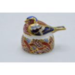 Royal Crown Derby paperweight, Collectors Guild Exclusive Chaffinch Nesting, 6.7cm high, 1997,