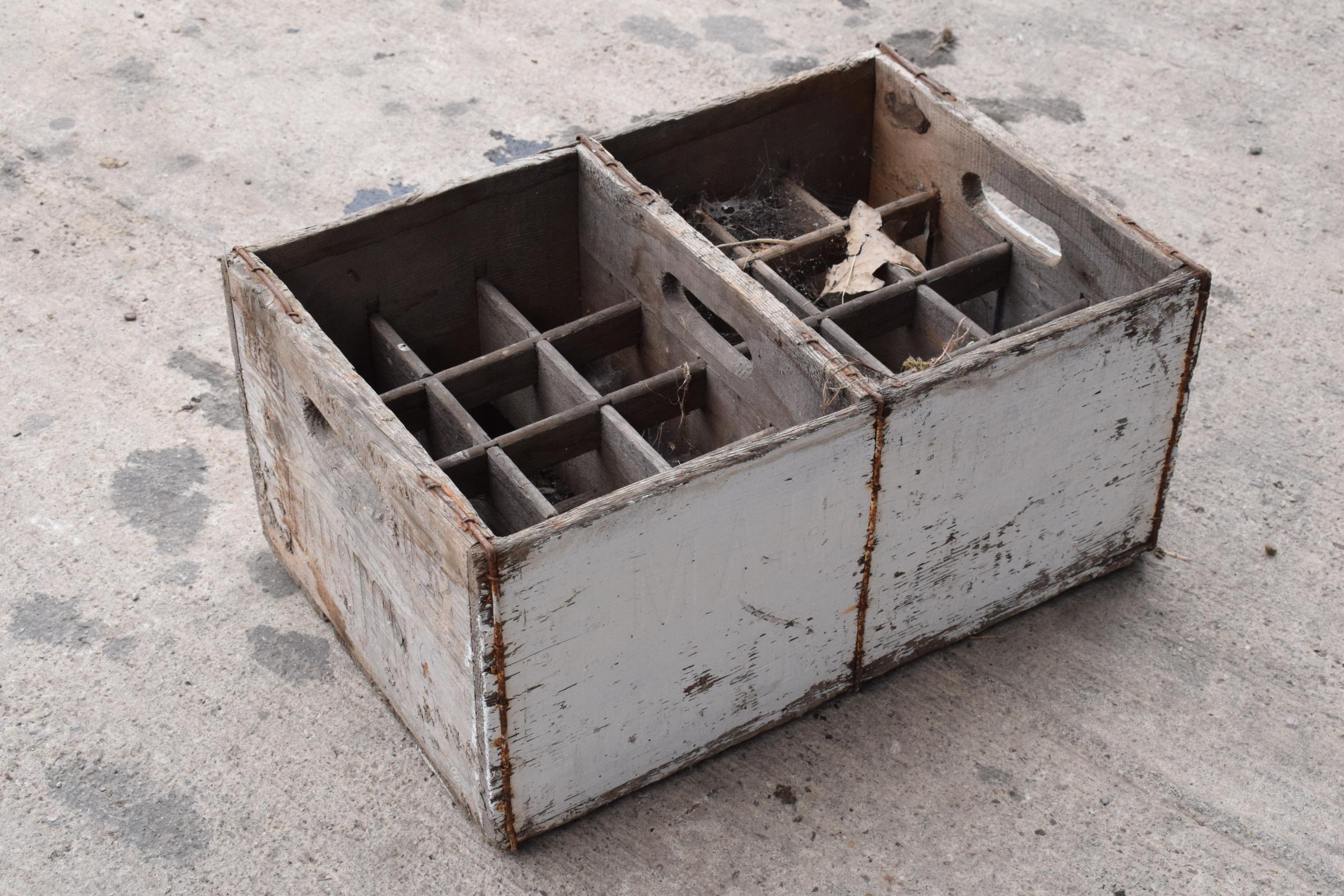 A pair of vintage Marston's of Burton upon Trent wooden beer bottle crates (2) with each holding - Image 4 of 6