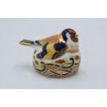 Royal Crown Derby paperweight, Goldfinch Nesting, 6.7cm, red factory stamp and date mark for 1997,