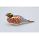 Royal Crown Derby paperweight Pheasant, date mark for 2005, gold stopper and red Royal Crown Derby
