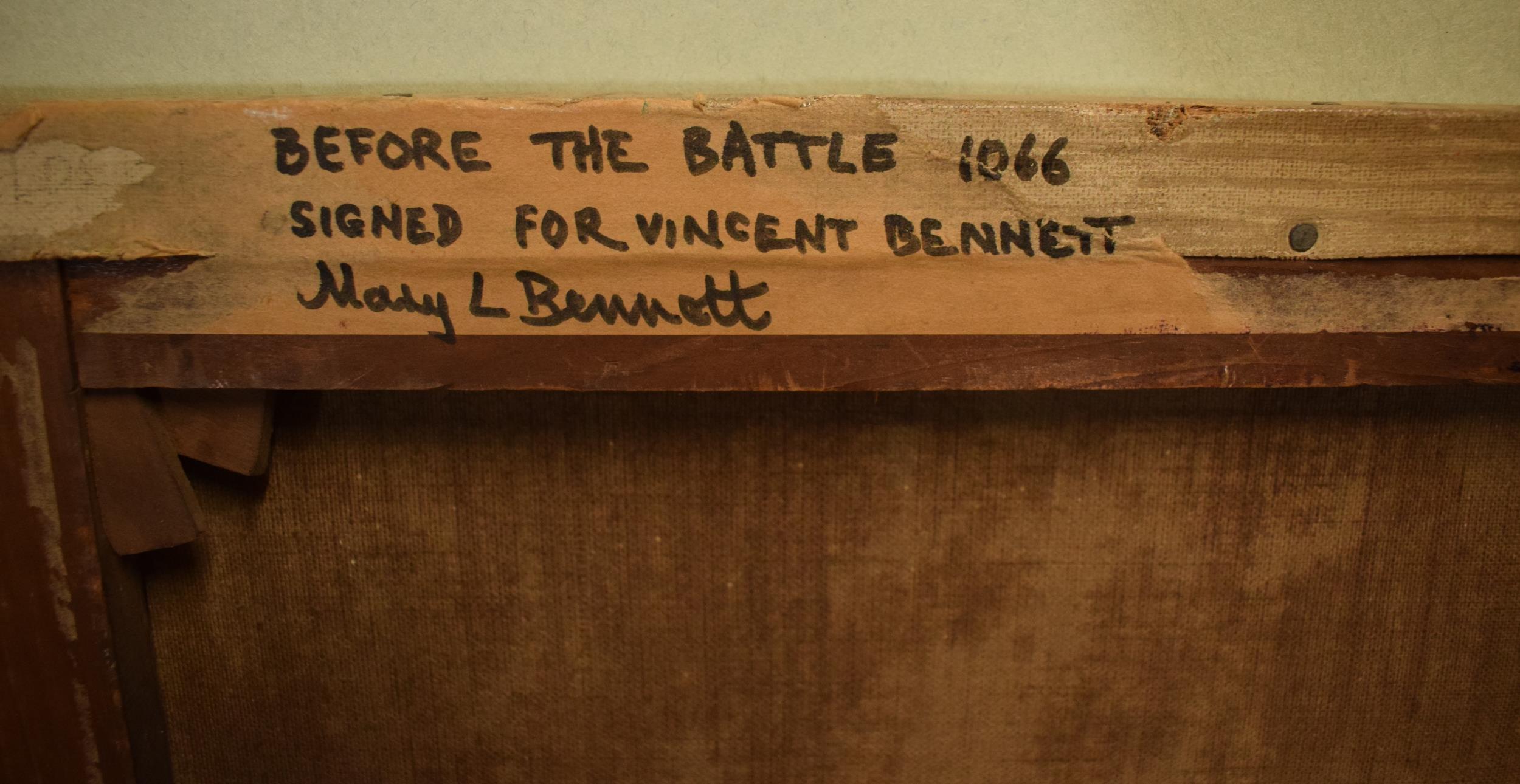 Vincent Bennett (Plymouth 1910-1993), oil on canvas , 'Before the Battle 1066', 61cm x 46cm, - Image 4 of 4