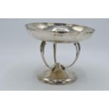 Silver Mappin & Webb Arts and Crafts pedestal bowl with hand hammered decoration on three legs, 20cm