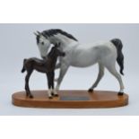 Beswick Spirit of Affection with grey horse and brown foal, matte version, 1 ear af. In good