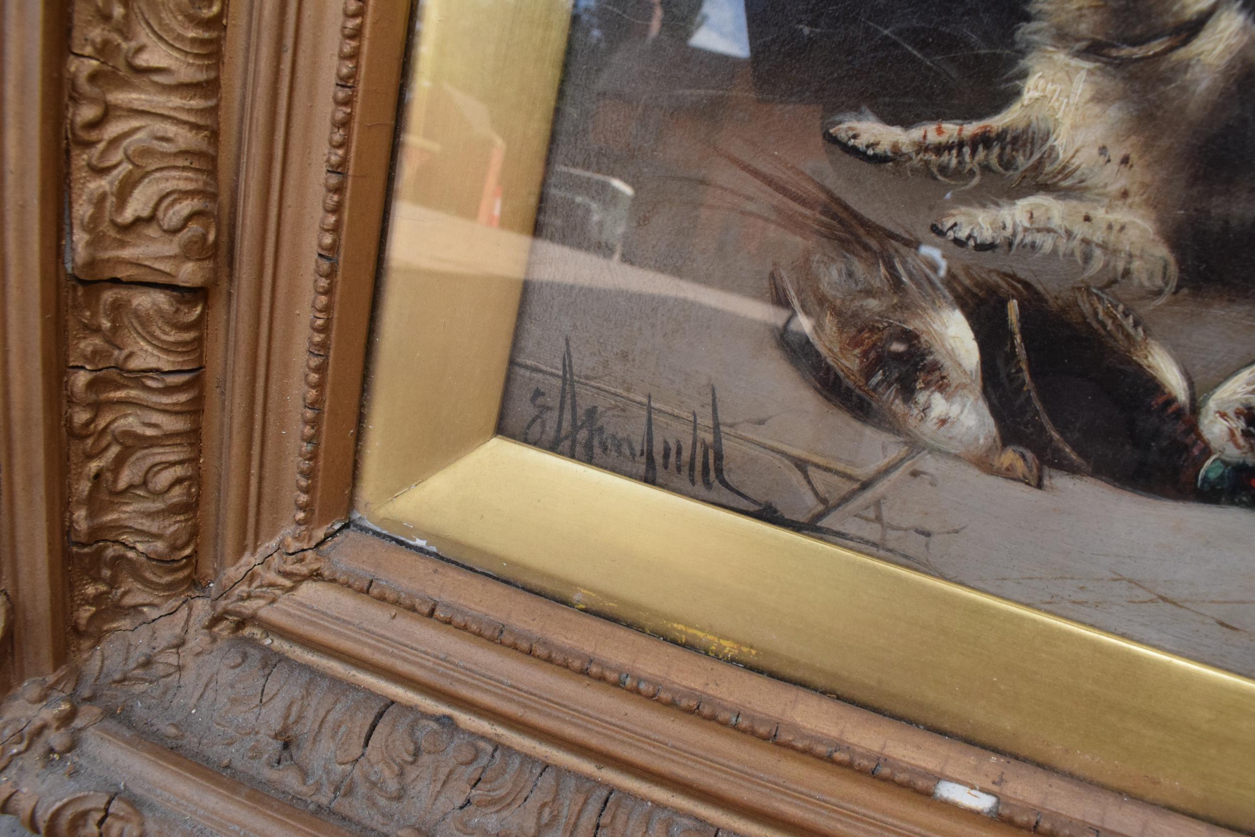 A gilt framed pair of George Armfield oil on canvas paintings with depicting terries with a pheasant - Image 5 of 13