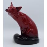 Large Royal Doulton flambé fox, 23.5cm tall. In good condition with no obvious damage or