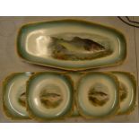 A collection of eleven Franz Ant Mehlem ' Bonn ' plates decorated with Fish together with a matching