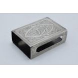 Silver matchbox holder with engraved decoration, 31.7 grams. Continental silver.