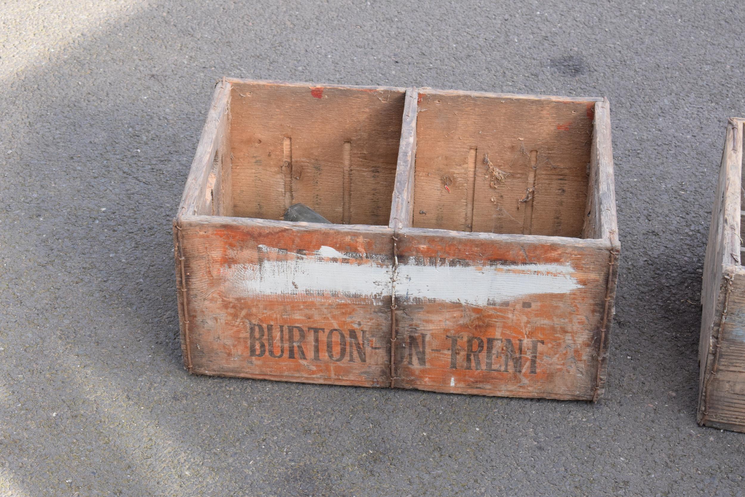 A pair of vintage Marston's of Burton upon Trent wooden beer bottle crates (2) with each holding - Image 4 of 8