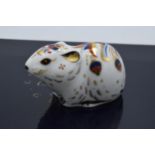Royal Crown Derby paperweight, Collectors Guild Exclusive Bank Vole, with gold stopper and red