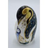 Royal Crown Derby paperweight Penguin and Chick, first quality with gold stopper. In good