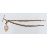 9ct rose gold double Albert watch chain, 61.7 grams. Each link hallmarked.